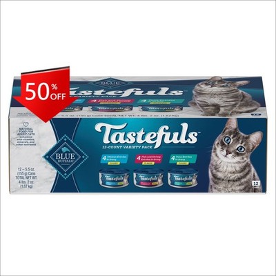Blue Buffalo Tastefuls Flaked Tuna, Chicken & Shrimp Entrees Cat Food-5.5oz/12ct
