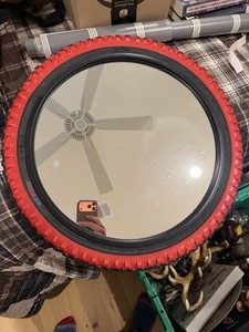 Decorative Mirror -GT Super 20 in x 2.4 BMX Clincher Tire Knobby Tread Black/Red