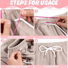 4PCS Drawstring Cord Replacement Drawstring with Easy Threader for Sweatpants...