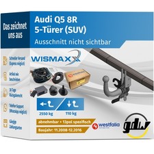 ANHÄNGERKUPPLUNG für Audi Q5 8R 8R 08-16 abnehmbar GDW +13pol E-Satz SPEZ