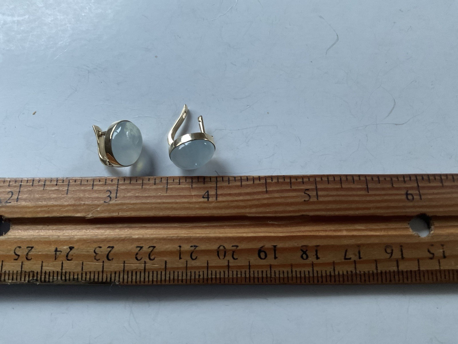 14K Gold Cabochon Cut Bezel Set 10 Carats Of Aquamarine Earrings