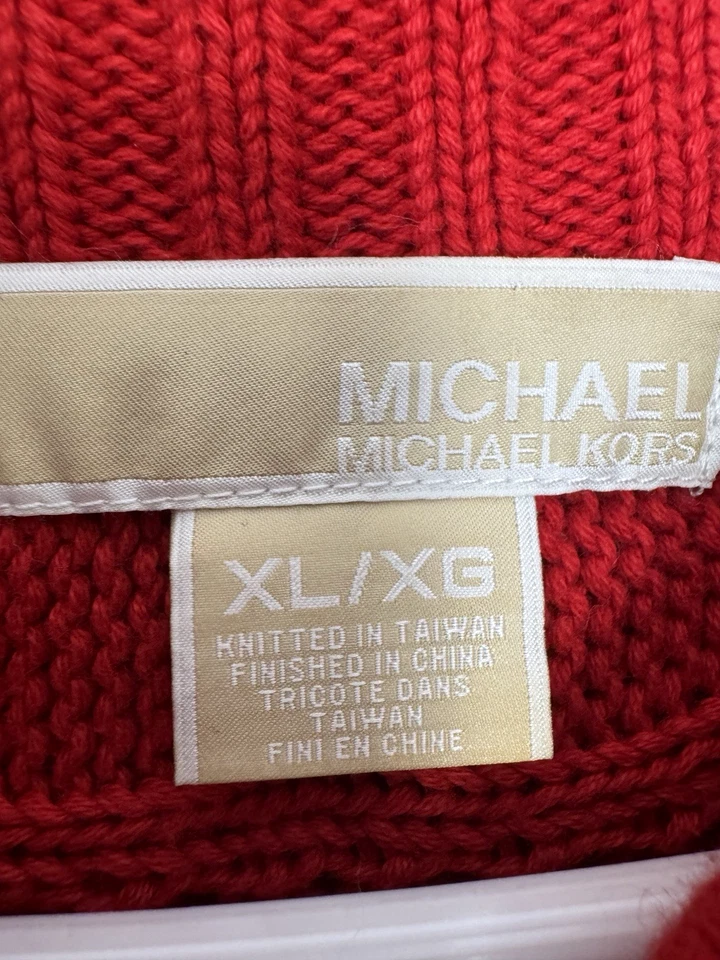Cárdigan tejido con cable rojo botón grueso XL vintage Vibes Michael Kors Y2K para mujer Foto 4 de 4