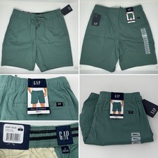 Gap Shorts Mens Small Green Elastic Waist Drawstring 7" Inseam Casual NEW w/Tags