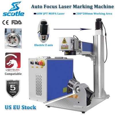 60W Auto Focus JPT M7 Mopa Fiber Laser Marking Machine Metal Engraver Marker