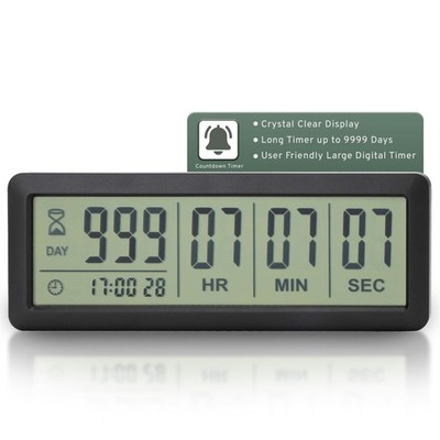 Large LCD Digital Countdown Clock - Up to 999 Days - Countdown and Retirement Ti