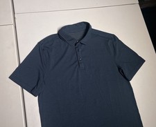 Lululemon Polo Shirt Men's Small Blue Poly Nylon Evolution Golf Gym Casual Work
