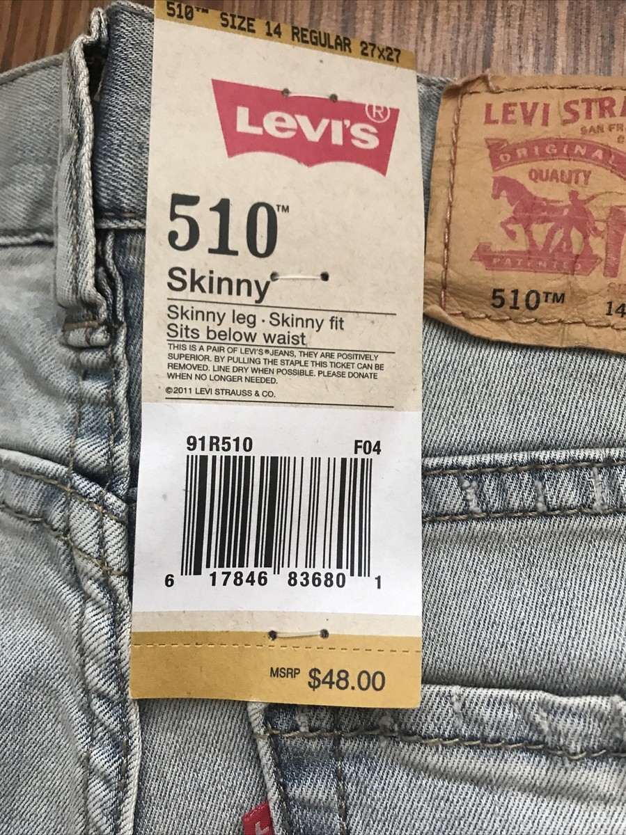 Levi's 510 Skinny Low Jeans Regular 14 27 Waist x 27 Length Faded