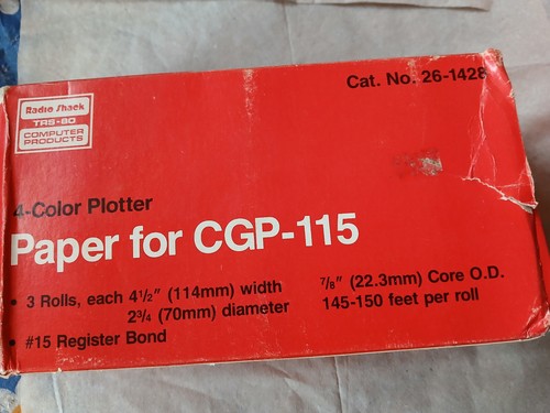 Tandy Radio Shack TRS-80 for 4-Color CGP-115 Printer Plotter Paper 3 Rolls - Picture 3 of 8