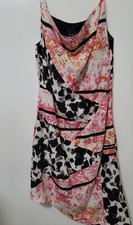 Nicole Miller Collection Dress Womens Size 2 Pink Print Francha Stretch Silk New