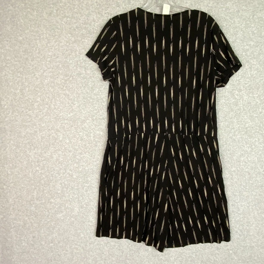 Mameluco H&M Basics para mujer L negro manga corta elástico cuello en V envoltura sintética Foto 3 de 4