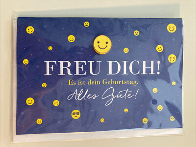Karte mit Smily Pin Geburtstag Glückwunschkarte Geburtstagskarte