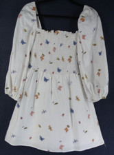 NEW, Reformation Greyson long sleeve linen white mini dress size M  #RF114