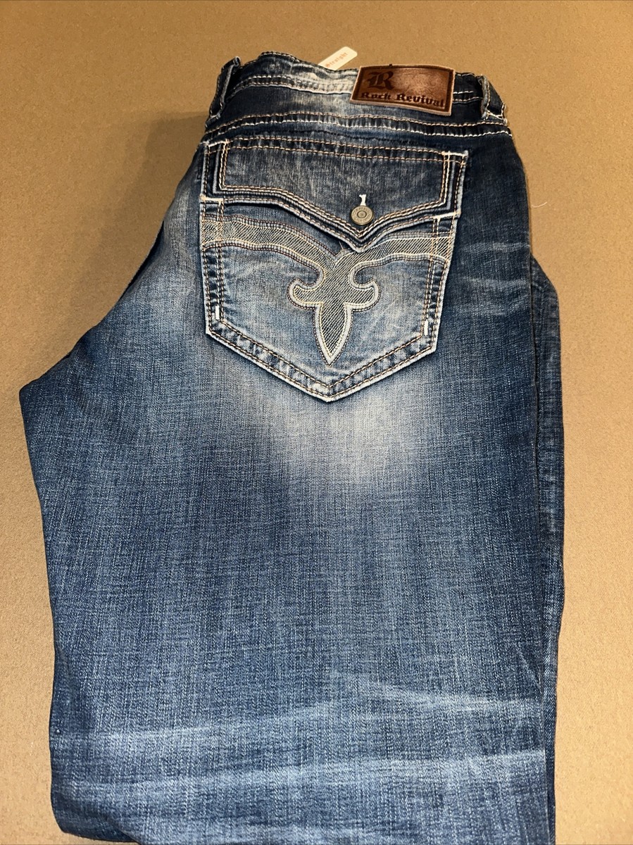 Rock Revival Pesto Straight mens denim jeans size 44 x 32 designer | eBay