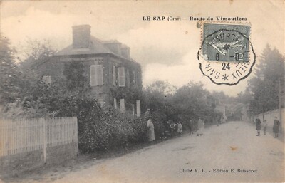 Old postcard 61 LE SAP / ROUTE DE VIMOUTIERS / rare photo