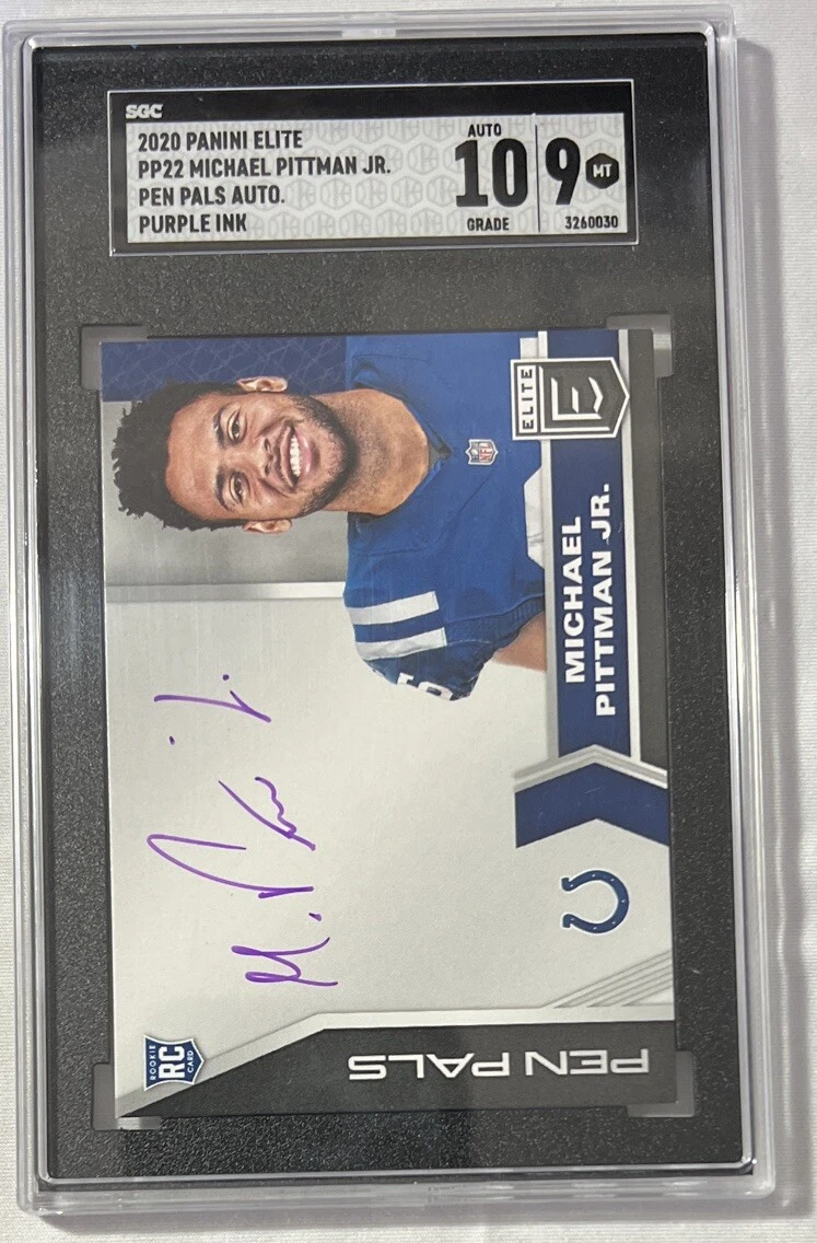 Michael Pittman Jr. Panini Donruss Elite Pen Pals #PP22 Purple Ink