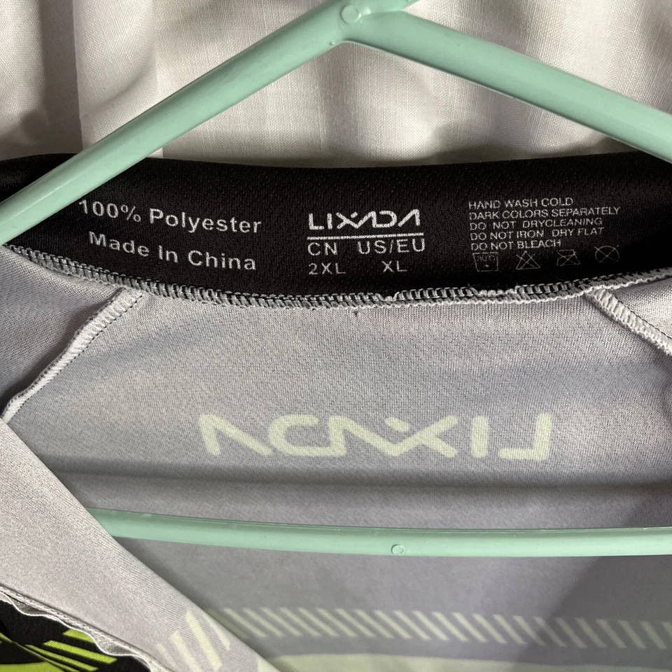 Camiseta deportiva de ciclismo LIXADA para hombre XL negra y verde 3 bolsillos traseros cremallera completa manga corta Foto 4 de 4