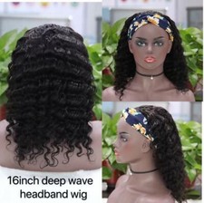 Deep wave/16inch/100 human headband wig