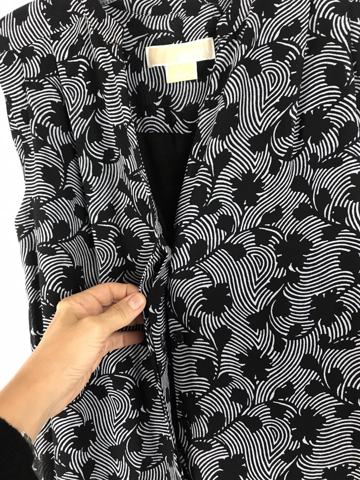 Macacão Michael Kors P XS Floral Cinza Preto Trabalho Casual Negócios Relaxado 227 - Imagem 4 de 4