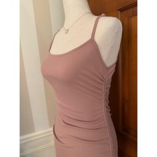 ACOA Collection Ruched Jersey Dress Women M Rose Strappy Midi Sexy Rush OOTD