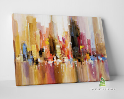 ABSTRACT CITY SKYLINE Canvas Art Oil Painting Wall Art Print Picture ...