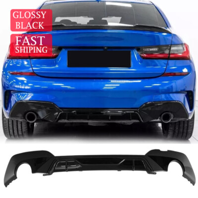 For 2019-2022 BMW G20 330i 3 Series M Sport Gloss Black Rear Lip Bumper Diffuser