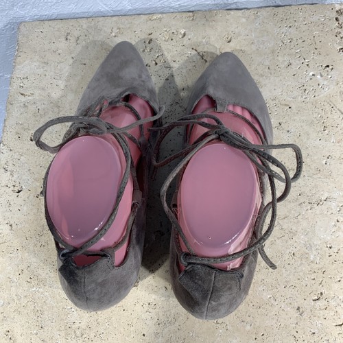 Jeffery Campbell Gray Eyelet Ballet Lace Up Pointed Toe Flats 9.5 M - Picture 6 of 9