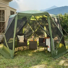 Pop up Screen House for Outdoor, 11.5Ft Instant Camping Screened Gazebo Canopy f
