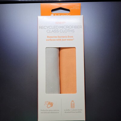 Full Circle Renew~ Pack of 2 Glass & Electronics Microfiber Cleaning Cloths-NIB