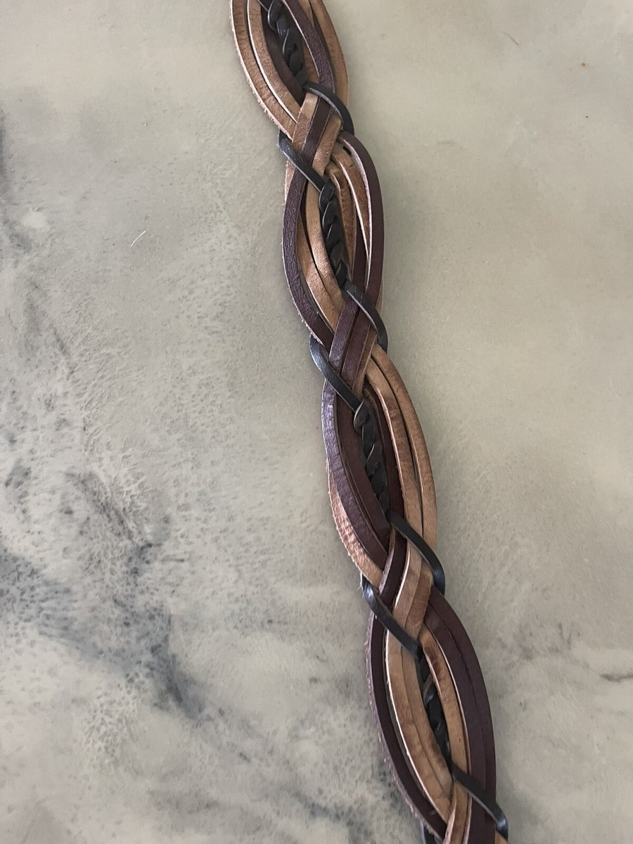 Jessica Simpson Boho Western Y2K Brown Woven Braided Leather Wide Belt Large JESSICA SIMPSON 100% Leather Belt Up To 44” Womens Braid  main image 2