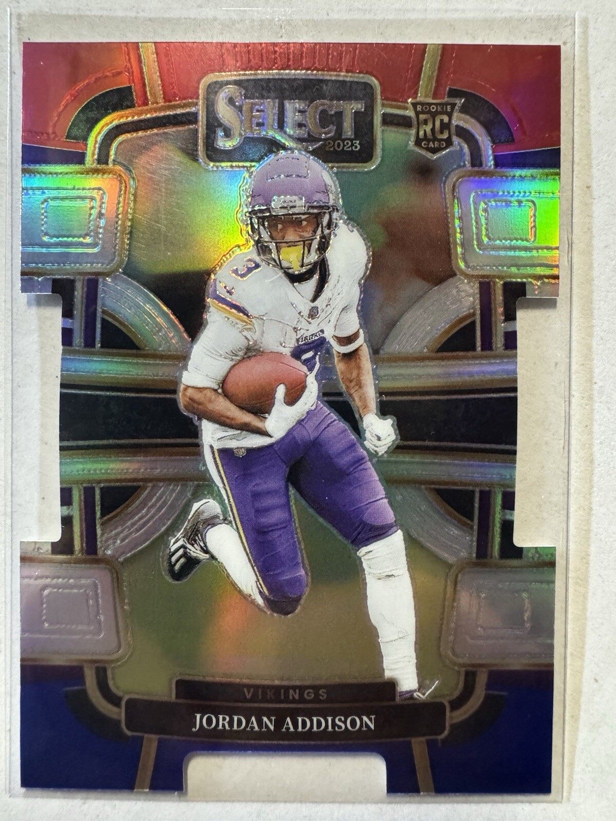 2023 Select Jordan Addison Concourse Red & Blue Prizm Die-Cut #66 Rookie RC