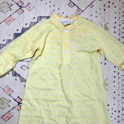 baby dior Tシャツ イエロー サイズ:18（80cm程） Baby Dior Vtg Newborn Gown Shirt Girl Pastel Yellow Knit Diamond
