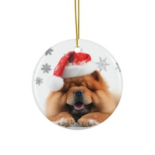 Hanging Ceramic Christmas Tree Ornament - Chow Chow Design