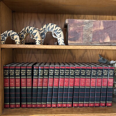 Vintage 1959 Colliers Encyclopedia Complete Set Volumes 1-20 Black Red Cover