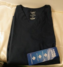 Uniform Scrub Top Dk Blue Landau All Day Unisex V-Neck Short Sleeve 4139 Size M