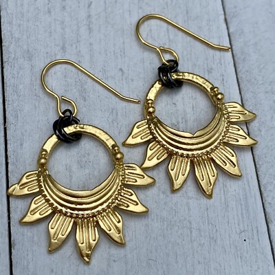 Min Favorit Mixed Metal Bohemian Gunmetal & Matte Gold Artisan Drop Earrings