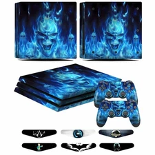 Blue Vinyl Skin Decal Stickers Covers Set for PS4 PRO Console & 2 Controllers