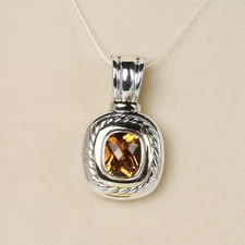 David Yurman Albion Citrine Enhancer Pendant 14K Yellow Gold 925 Sterling Silver