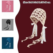 Bohemian Tassel Knitted Cap Ethnic Hollow Crocheted Beanie Cap Tassel Cap Pink