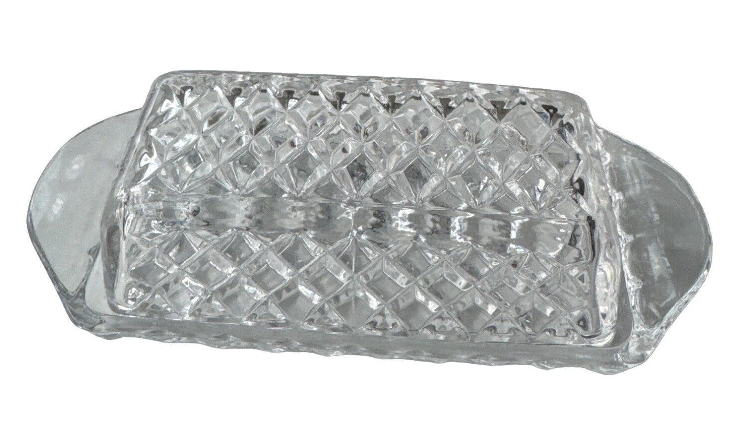 Elegant Fostoria American Pressed Clear Glass Butter Dish with Lid 1/4 lb Vtg