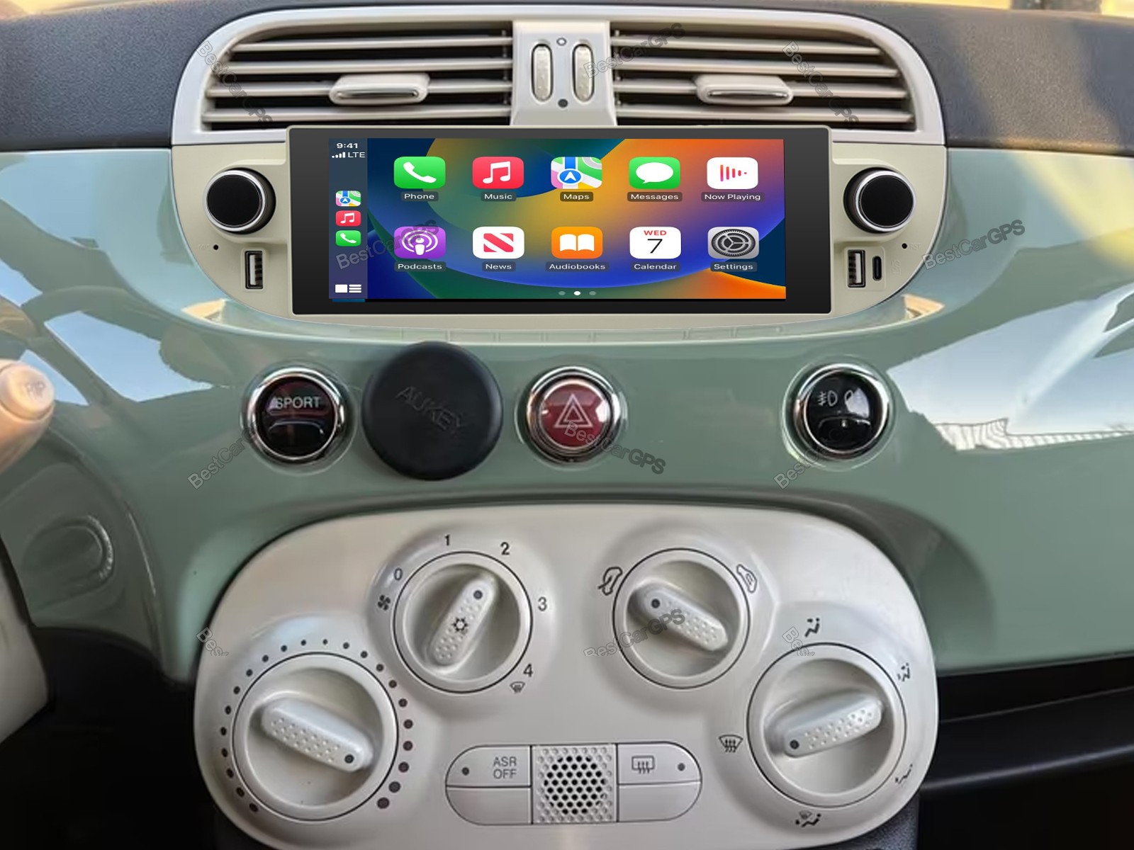 Car Stereo GPS 6.86'' For Fiat 500 2009-2015 with Wireless Carplay Android Auto