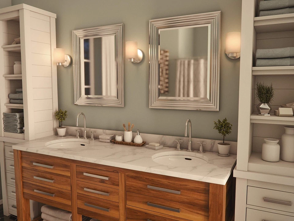 Espejo Lyonesse 60320 con acabado cromado, estilo costero, 30" de altura, 24" de ancho... Foto 4 de 4