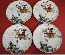 Williams Sonoma Twas the Night Before Christmas Dinner Plates.  Set of 4
