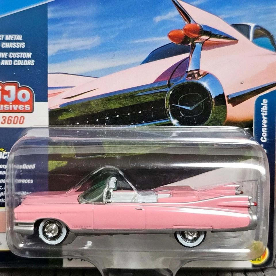 Johnny Lightning 1959 Cadillac Eldorado Cabrio 1/64 rosa Mijo aperto - Immagine 3 di 4