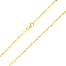 10K Yellow Gold 2mm Diamond Moon Cut Bead Ball Chain Necklace Mens Womens 22"