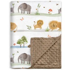 Baby Blanket for Boys Girls, Soft Plush Minky Fabric with Double Layer Dotted...