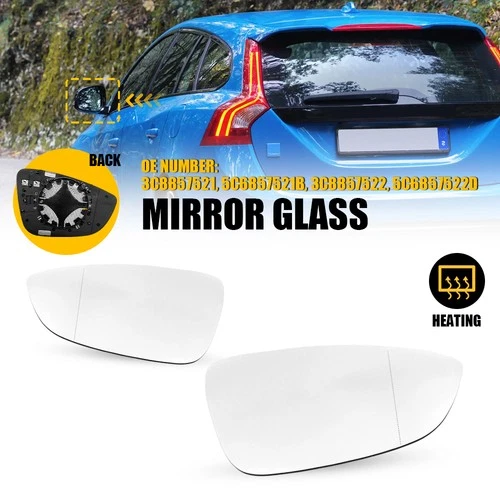 Pair Mirror Glass For Volkswagen CC Eos Passat 2009-17 Heated & Driver Passenger