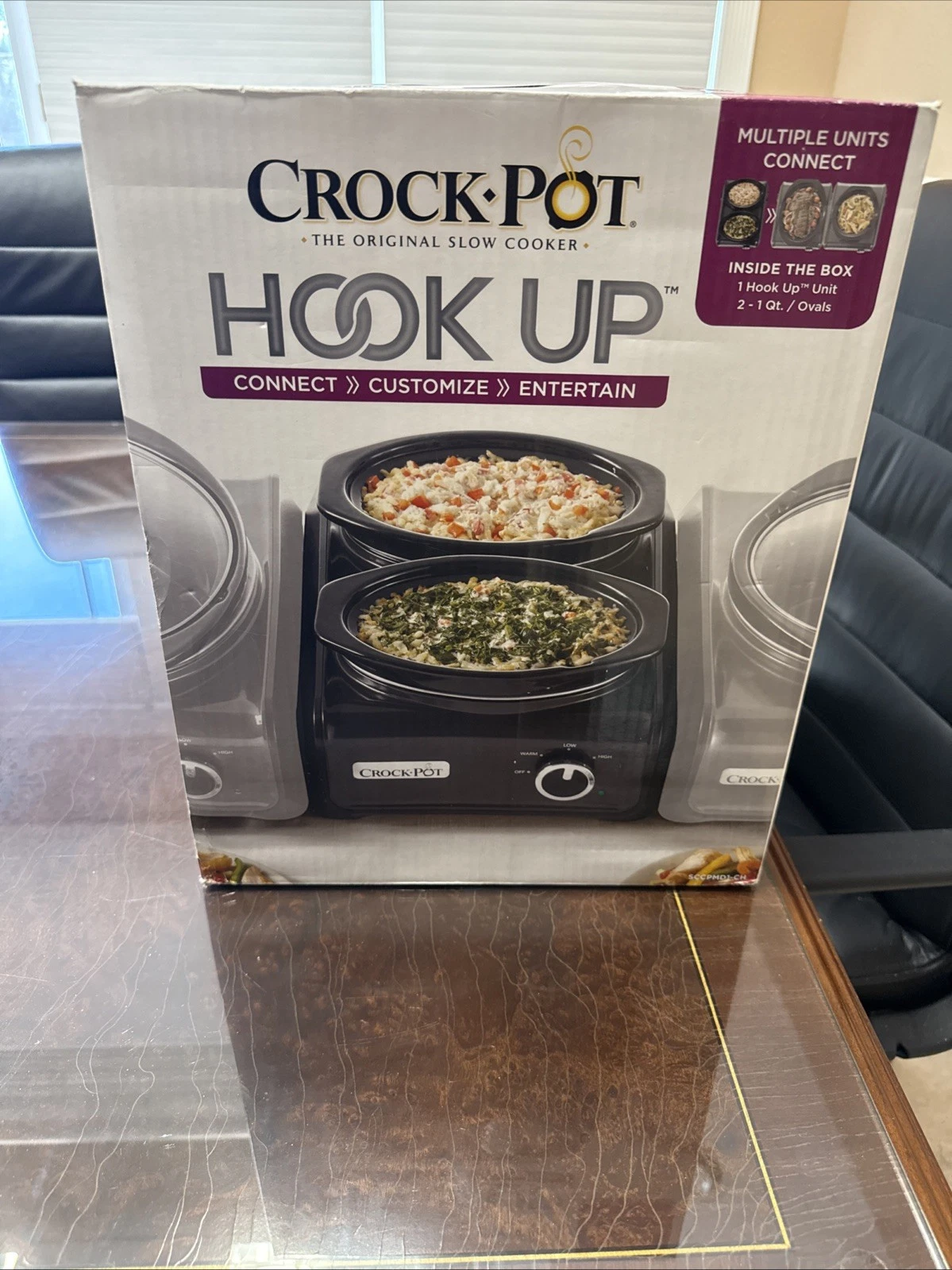 Crock-Pot Hook Up Double Oval Connectable 2 1-Quart Slow Cooker SCCPMD1-CH New
