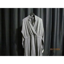 New Heather Gray Surplice V-Neck Mock Neck Long Sleeve Knit Midi Dress Womens