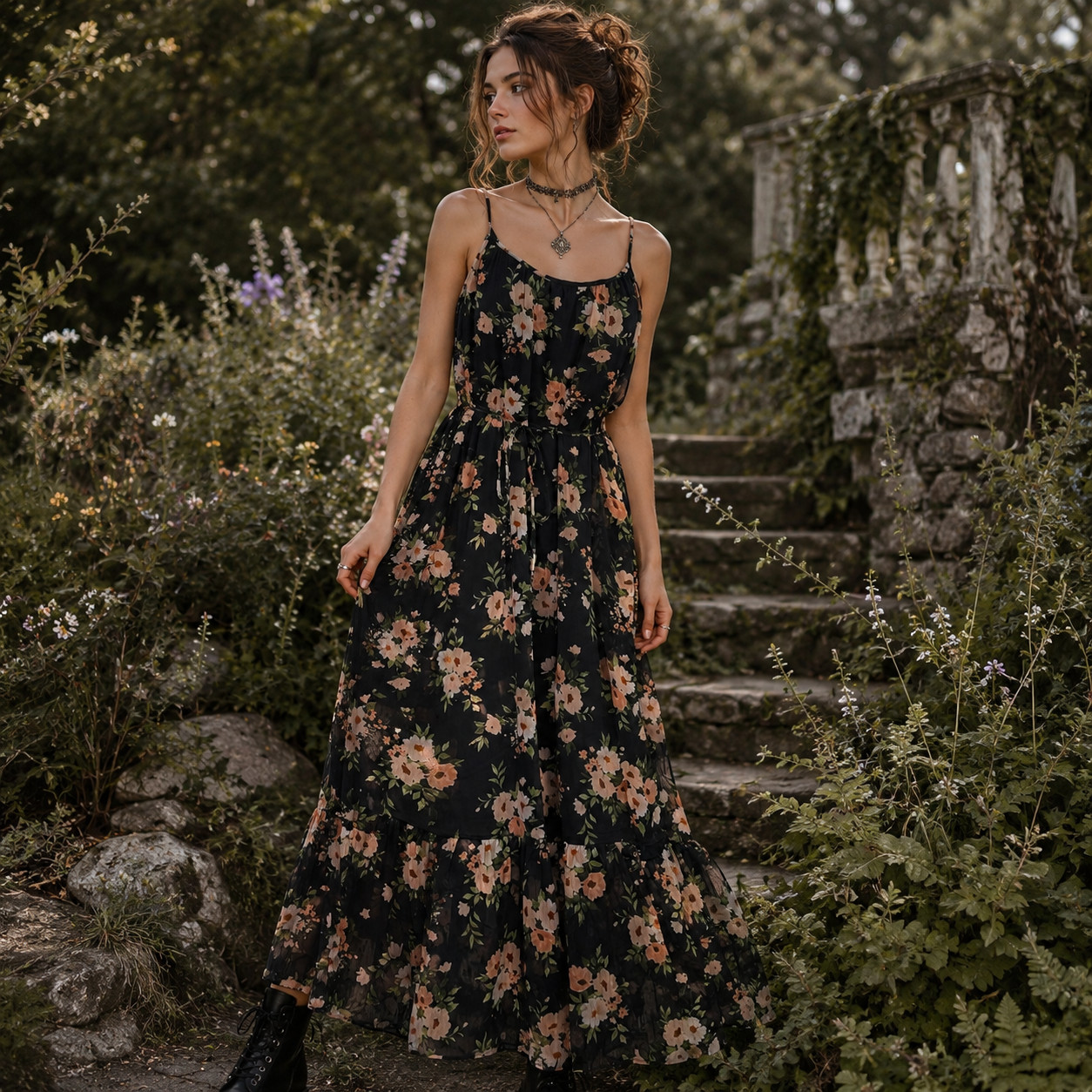 Old Navy The Occasion Floral Maxi Dress Sz L Whimsigoth Fairy Grunge Cottage