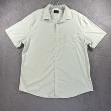 UNTUCKit Shirt Mens Green Nylon Stretch Gironde Performance Short Sleeve